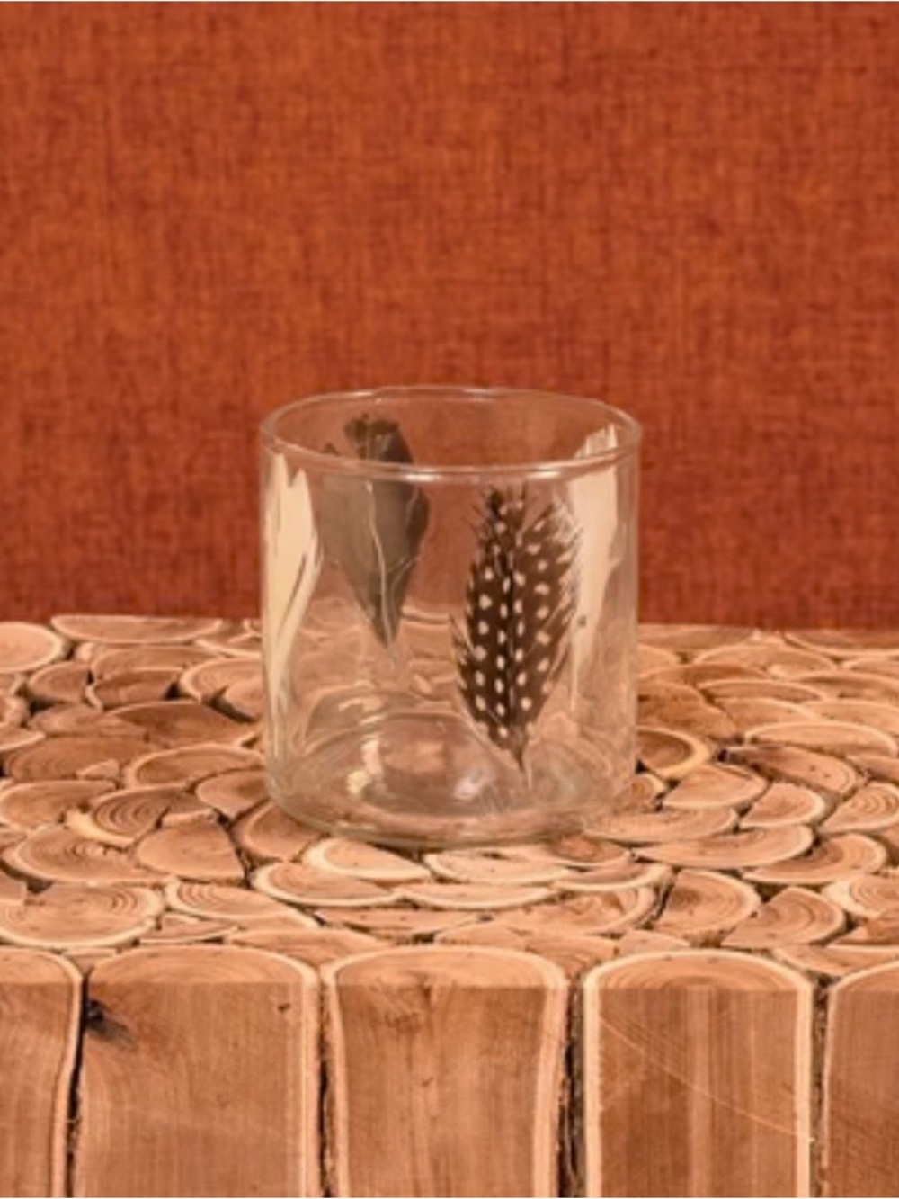 HOMART Feather Hurricane Set of 2
Glass Candle Holder Natural Multicolor India
